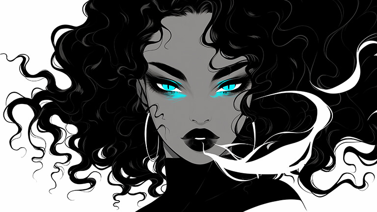 girl with blue eyes black white desktop wallpaper cover