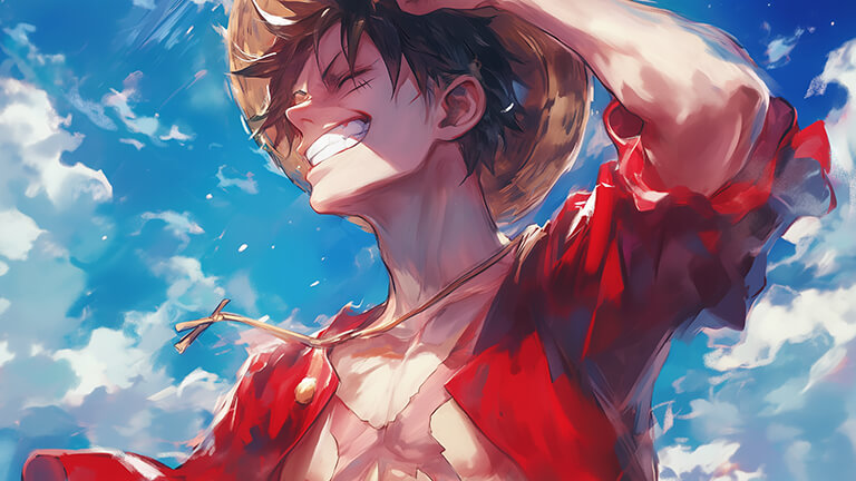 one piece funny monkey d luffy painting desktop wallpaper cover