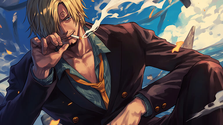 One Piece Sanji en fumant la couverture de fond d’écran