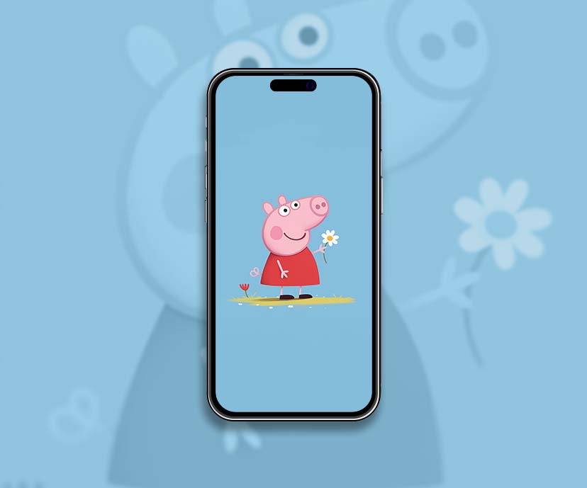 peppa pig with flower blue wallpapers collection