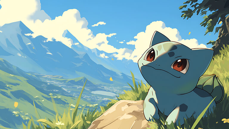 pokemon bulbasaur landscape desktop wallpaper cover