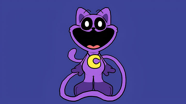 poppy playtime smiling critters catnap purple desktop wallpaper cover