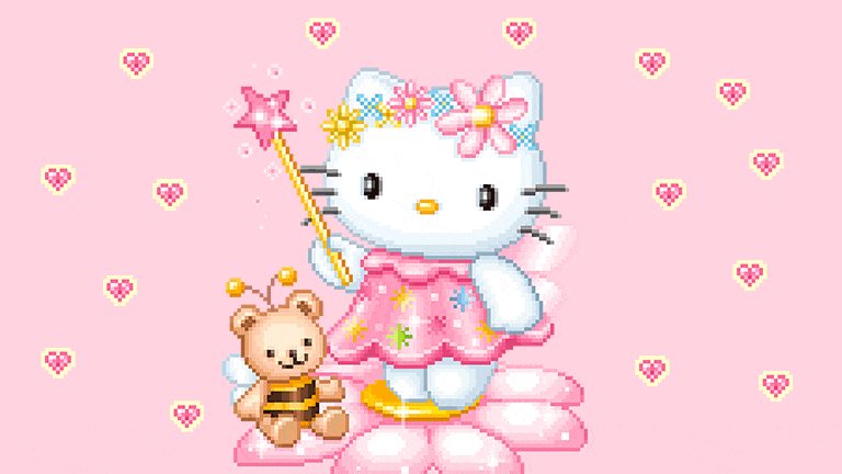 Sanrio Hello Kitty Rilakkuma Pixel GIF Fond d’écran Couverture