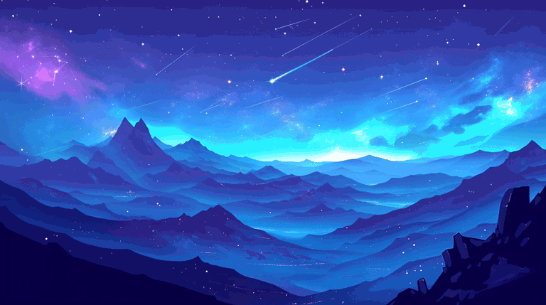 Starfall Night Sky Montagnes Esthétique Gif Couverture Fond D’écran