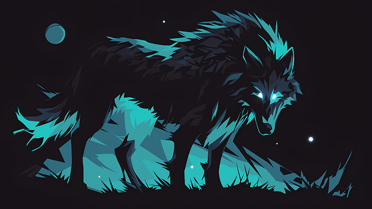 wolf turquoise black desktop wallpaper cover