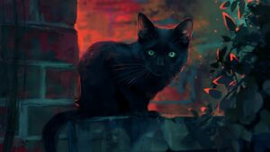 Aesthetic Black Cat Desktop Wallpaper - Black Cat Wallpaper 4K