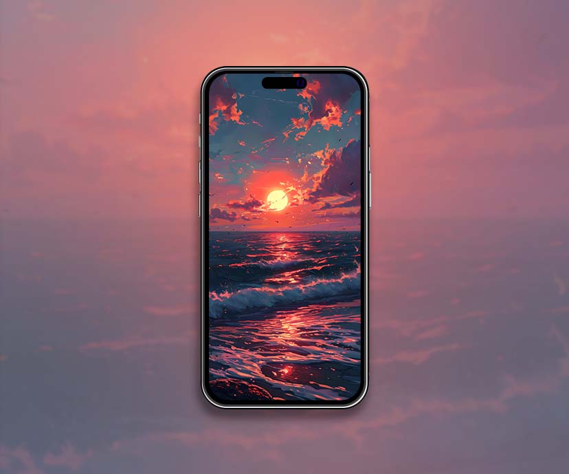 Collection de fonds d’écran de coucher de soleil de mer esthétique