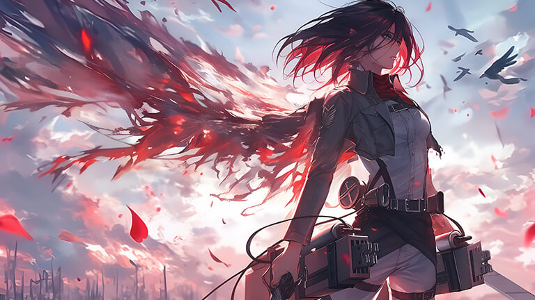 AOT belle couverture de fond d’écran Mikasa Ackerman