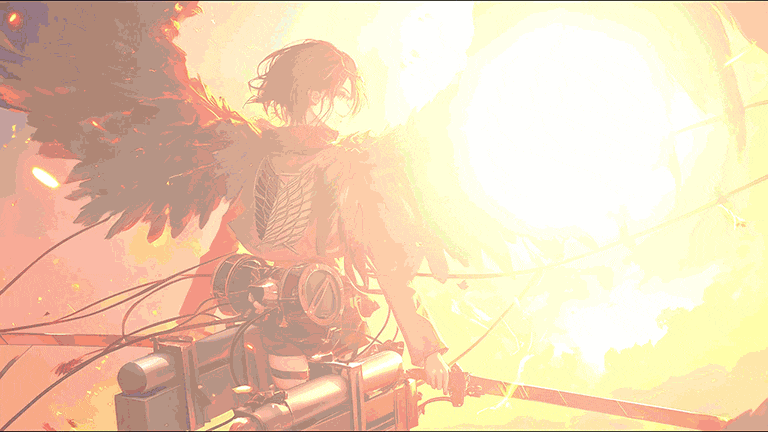 AOT Mikasa Ackerman avec des ailes GIF Couverture de fond d’écran