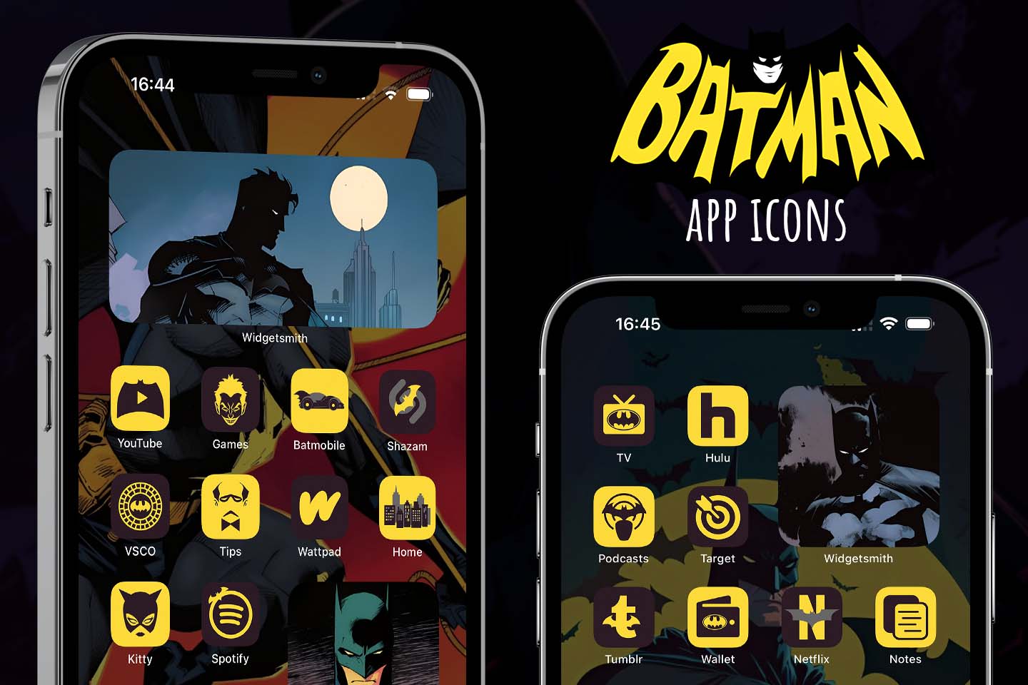 Paquete de iconos de la aplicación Batman amarillo marrón