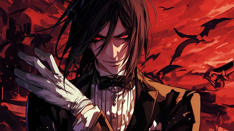 black butler sebastian red anime desktop wallpaper cover