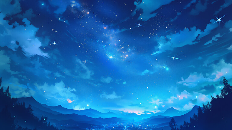 Cubierta de fondo de escritorio azul starry night sky
