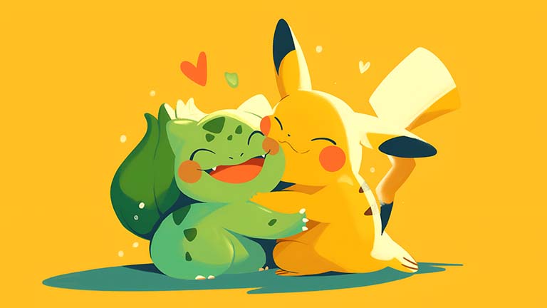 bulbasaur pikachu cute desktop wallpaper cover