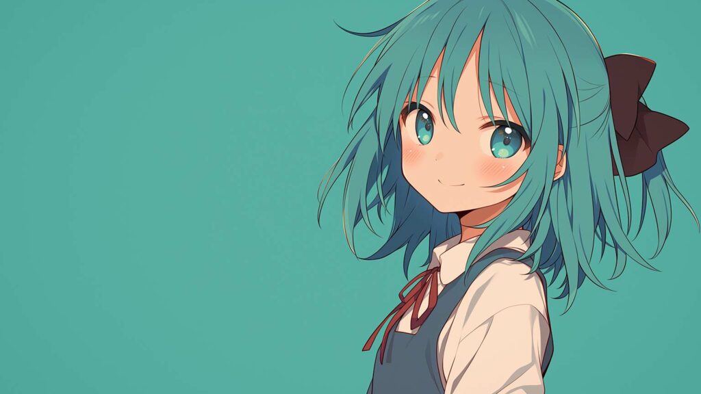 Anime Girl With Turquoise Hair Desktop Wallpaper - Anime Wallpaper