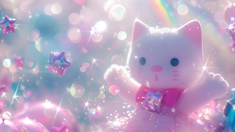 cute cat toy glitter desktop wallpaper cover