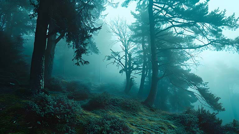 enchanted misty forest desktop wallpaper cover