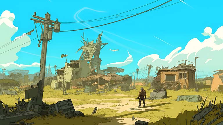 Couverture de fond d’écran de bureau paysage esthétique Fallout