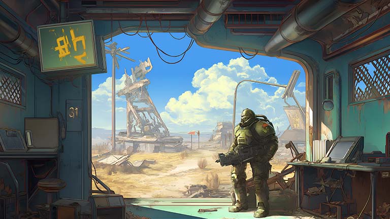 Fallout View Armure assistée couverture de fond d’écran