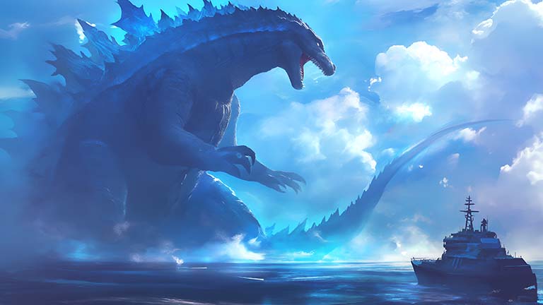 Godzilla Sea - fondo de escritorio Portada