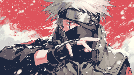 Kakashi Hatake Falling Snow Anime Naruto GIF Cover Fondo de Escritorio
