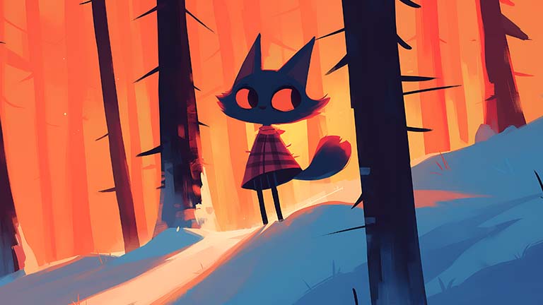 kitty winter forest cute desktop wallpaper cover