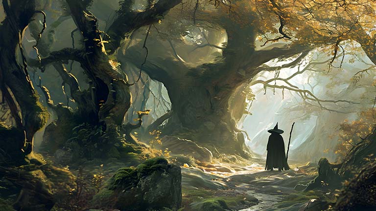 lotr gandalf forest aesthetic desktop wallpaper cover
