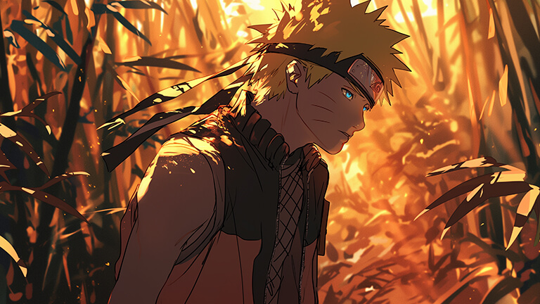 Naruto Uzumaki dans la jungle Orange Couverture de fond d’écran