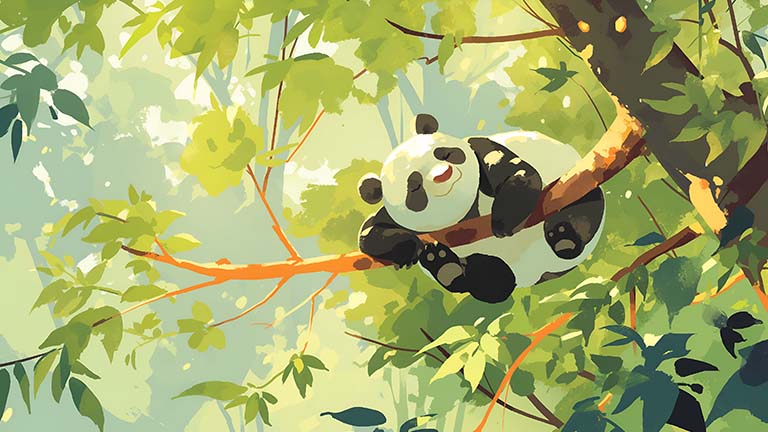 panda branch aesthetic desktop wallpaper cover