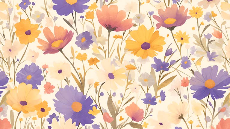 Cubierta de papel pintado de escritorio floral estética primaveral