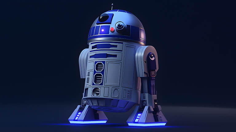 Star Wars R2 D2 Cubierta de fondo de escritorio azul oscuro