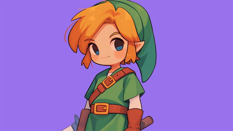 La légende de Zelda Link mignon violet fond d’écran couverture