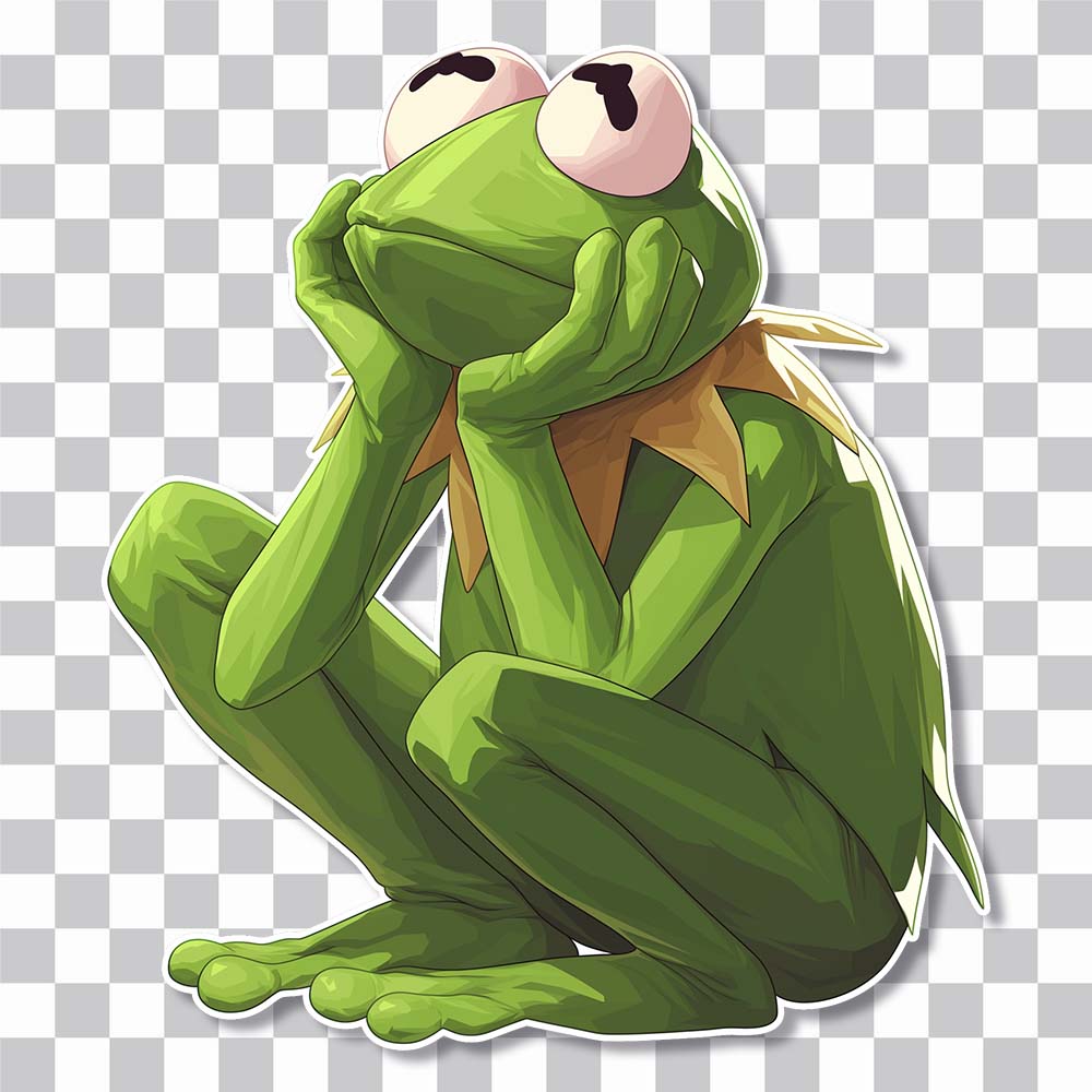 thoughtful kermit the frog sticker cover