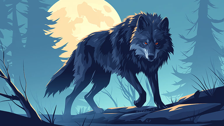 wolf beige moon dark desktop wallpaper cover