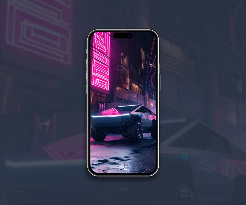 cybertruck neon wallpapers collection