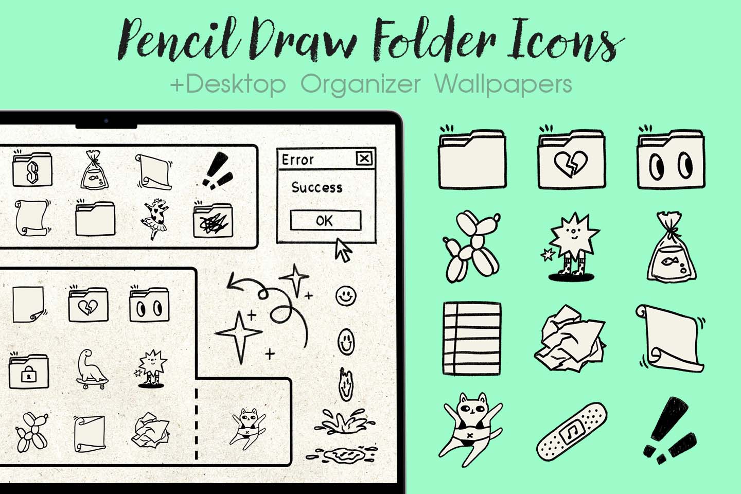Pack d’icônes de dossier de dessin de crayon