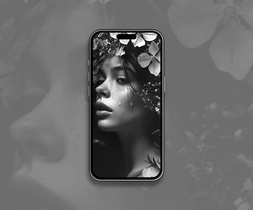 black and white floral portrait wallpapers collection