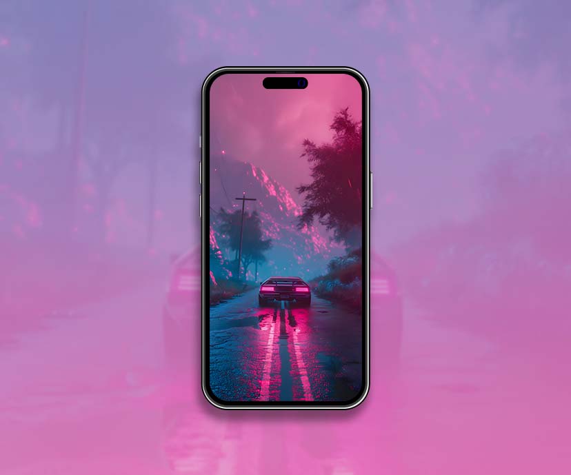 cybertruck night drive pink glow wallpapers collection