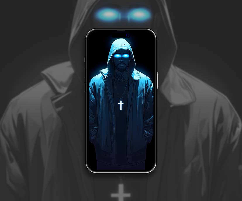 hooded rapper with glowing eyes wallpapers collection