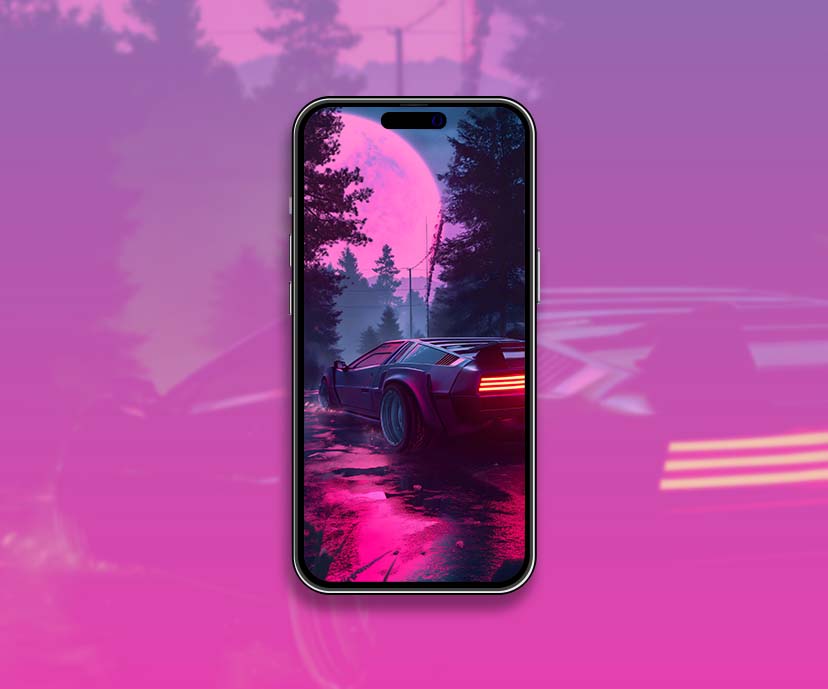 neon moonlit car wallpapers collection