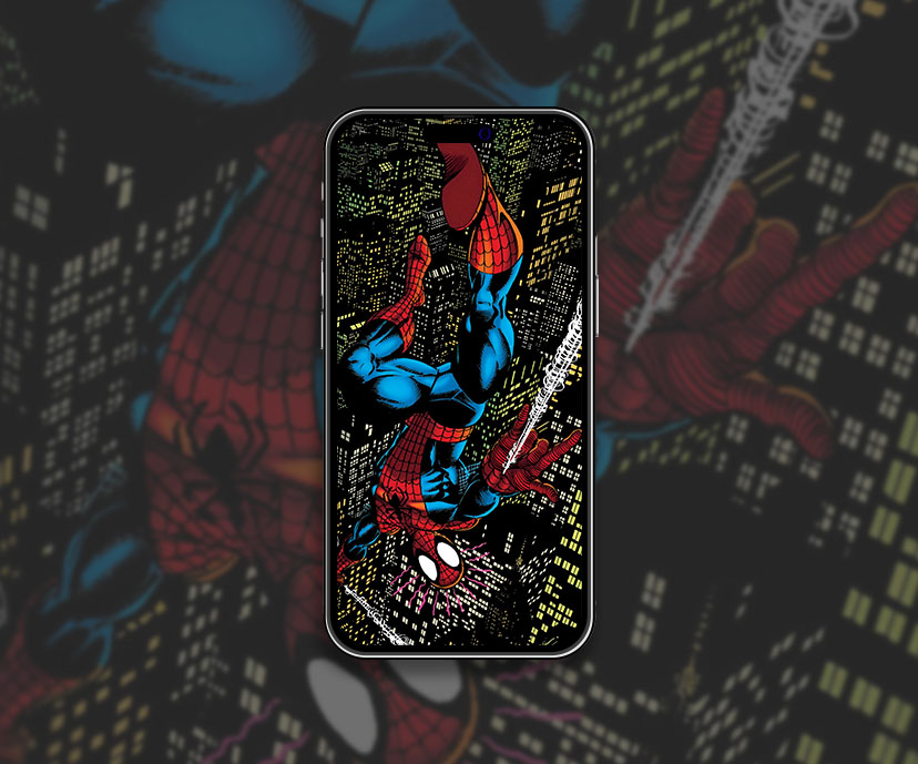 spiderman over city with spider sense comic wallpapers collection