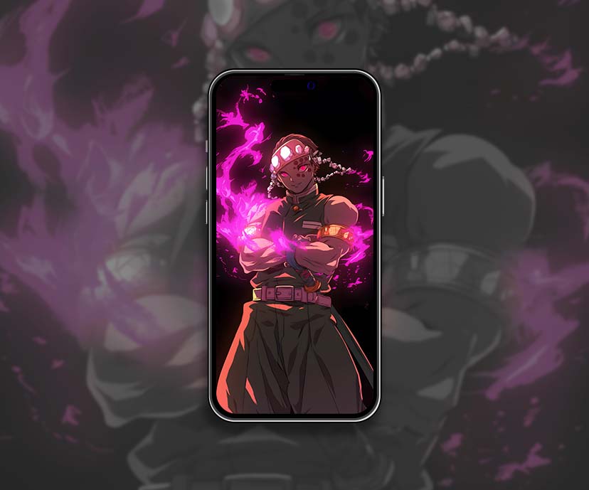 Tengen Uzui Demon Slayer Pink Flame Collection de fonds d’écran