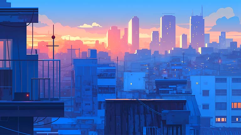 Aesthetic Cityscape Rooftop View Desktop Wallpaper - Download 4K