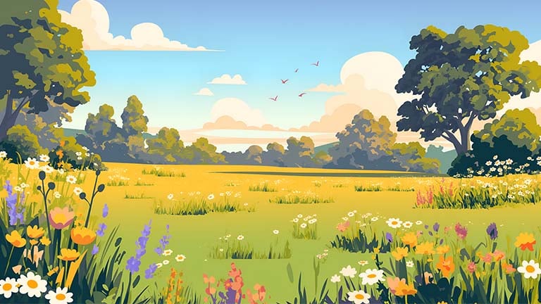 aesthetic nature flower field desktop wallpaper cover