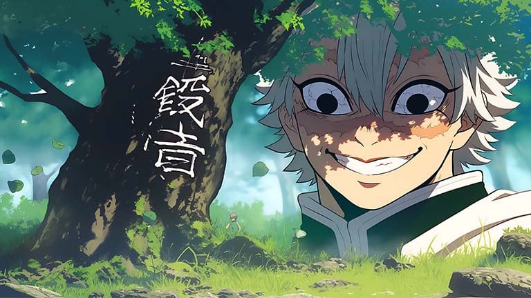 demon slayer sanemi smiling desktop wallpaper cover