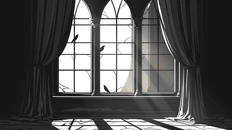 gothic window black and white desktop wallpaper cover