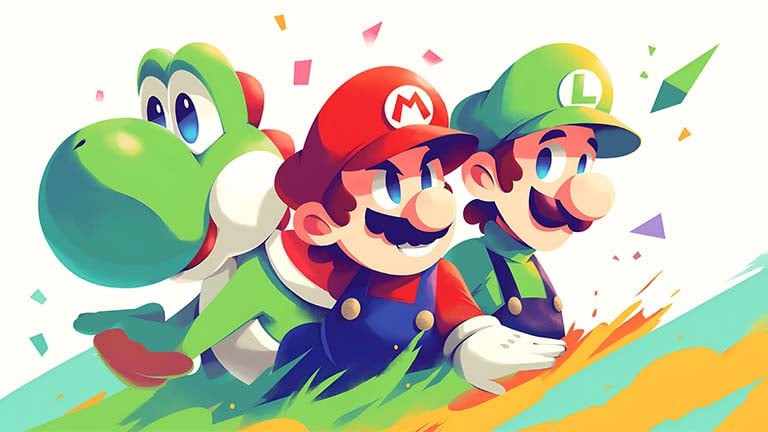 Mario Luigi Yoshi Retro Desktop Wallpaper - Download in HD & 4K