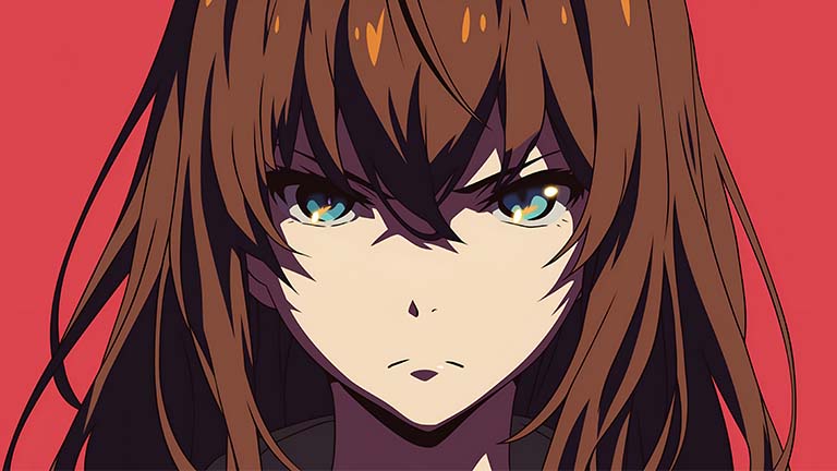 mikase kurisu serious look anime desktop wallpaper cover