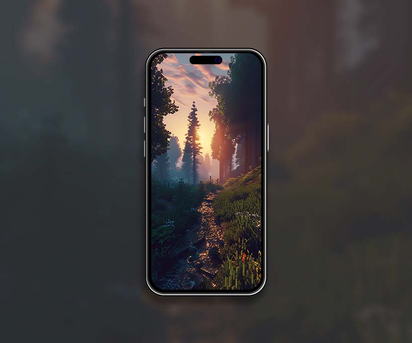 minecraft forest sunset wallpapers collection