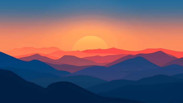 minimalist mountains sunset horizon wallpaper cover