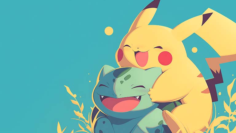pikachu bulbasaur cute desktop wallpaper cover